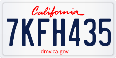 CA license plate 7KFH435