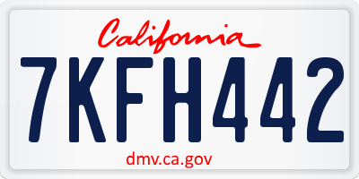 CA license plate 7KFH442
