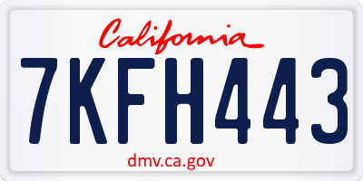 CA license plate 7KFH443