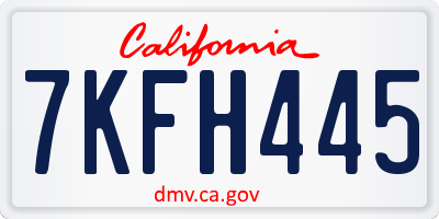 CA license plate 7KFH445