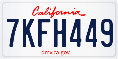 CA license plate 7KFH449