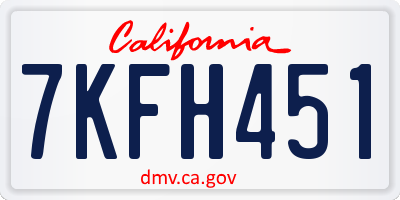 CA license plate 7KFH451
