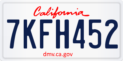 CA license plate 7KFH452
