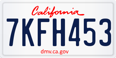 CA license plate 7KFH453
