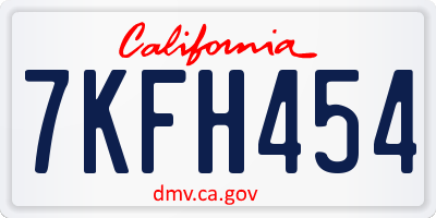 CA license plate 7KFH454