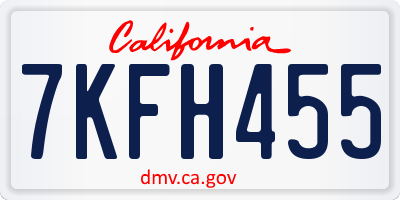 CA license plate 7KFH455