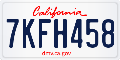 CA license plate 7KFH458