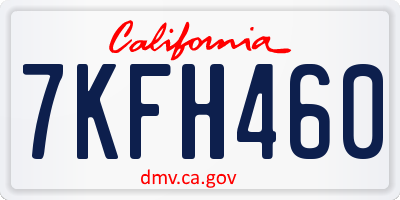 CA license plate 7KFH460