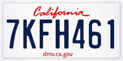 CA license plate 7KFH461