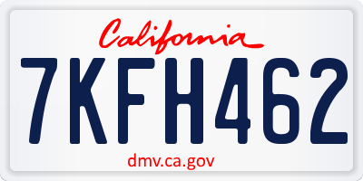 CA license plate 7KFH462