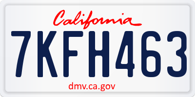CA license plate 7KFH463