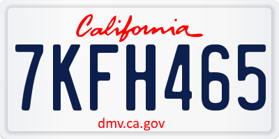 CA license plate 7KFH465
