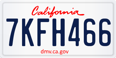 CA license plate 7KFH466