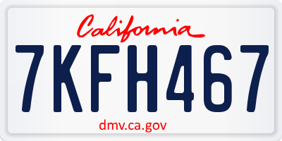 CA license plate 7KFH467