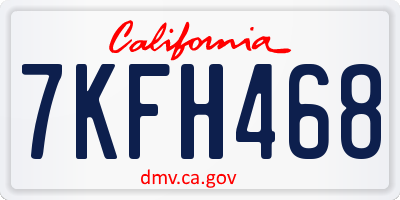 CA license plate 7KFH468