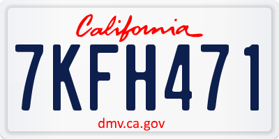 CA license plate 7KFH471