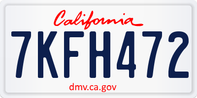 CA license plate 7KFH472