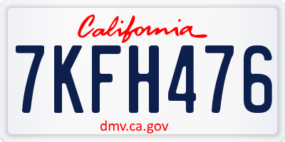 CA license plate 7KFH476