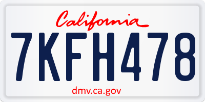 CA license plate 7KFH478