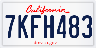 CA license plate 7KFH483