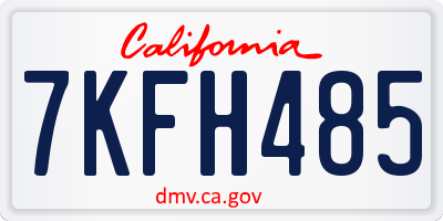 CA license plate 7KFH485