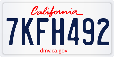 CA license plate 7KFH492