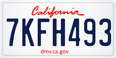 CA license plate 7KFH493