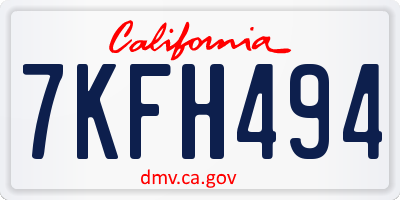 CA license plate 7KFH494