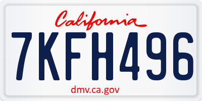 CA license plate 7KFH496