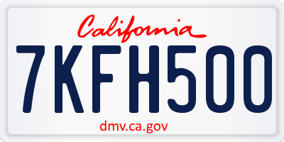 CA license plate 7KFH500