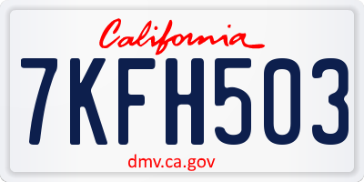 CA license plate 7KFH503