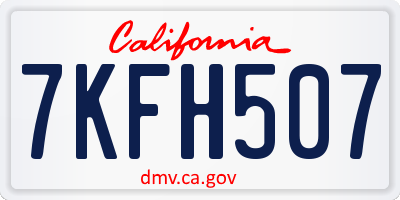 CA license plate 7KFH507
