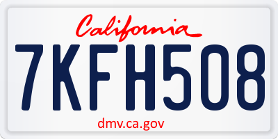 CA license plate 7KFH508