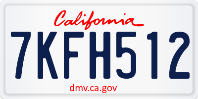 CA license plate 7KFH512