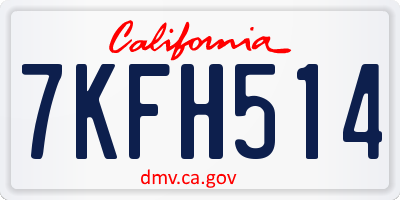 CA license plate 7KFH514