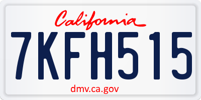 CA license plate 7KFH515