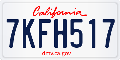 CA license plate 7KFH517