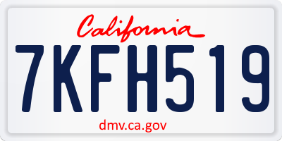 CA license plate 7KFH519
