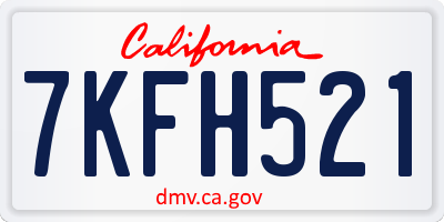 CA license plate 7KFH521