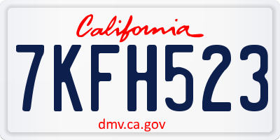 CA license plate 7KFH523