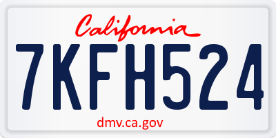 CA license plate 7KFH524