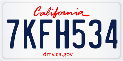 CA license plate 7KFH534