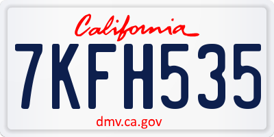 CA license plate 7KFH535