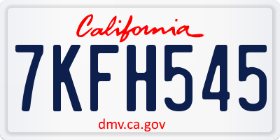 CA license plate 7KFH545