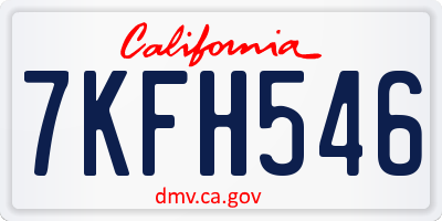 CA license plate 7KFH546