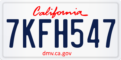 CA license plate 7KFH547