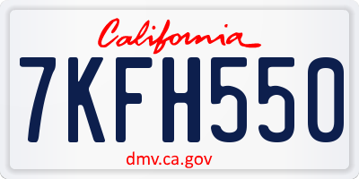 CA license plate 7KFH550
