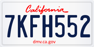 CA license plate 7KFH552