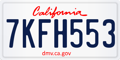 CA license plate 7KFH553