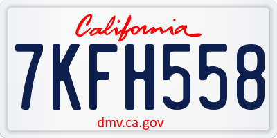 CA license plate 7KFH558